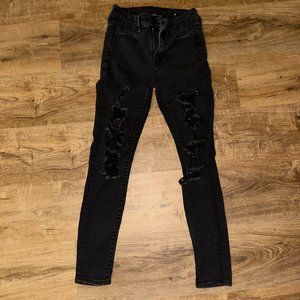 American Eagle Size 2 Short Ripped Black Jeans